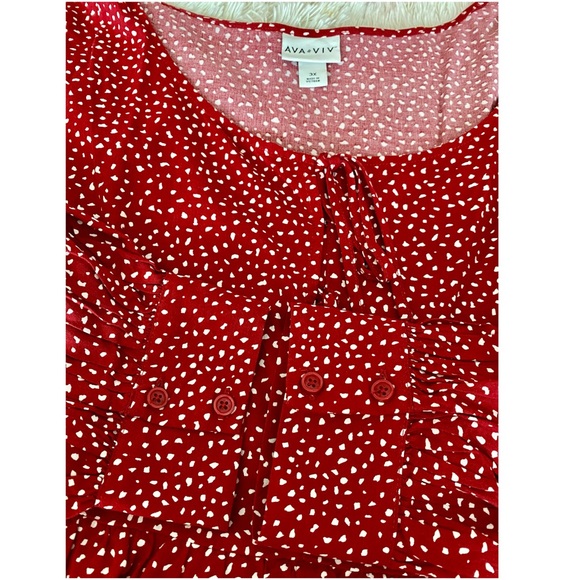 Ava & Viv Women’s Plus Red Long Sleeve Front Tie Blouse 3X NWOT - Picture 6 of 7
